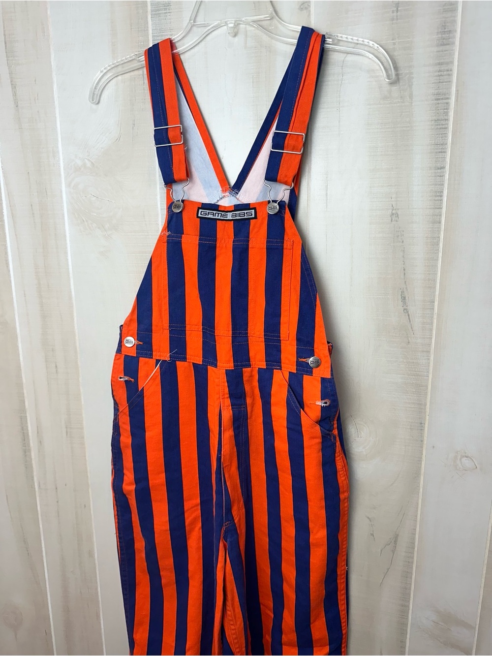 Game Bibs Orange & Navy Stripe Overalls Tailgate Attire Football & Basketball